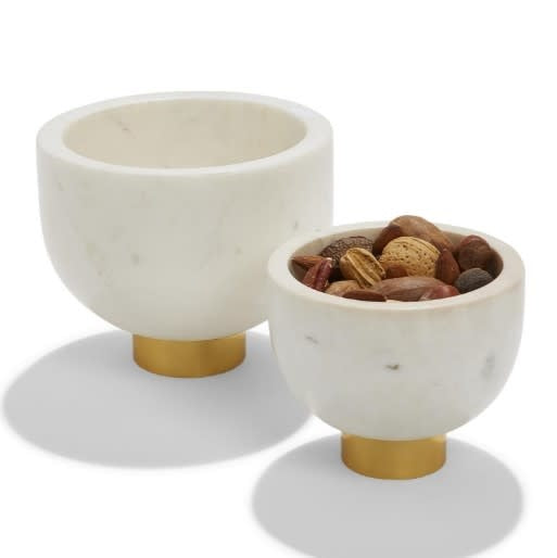 Ice White Marble Bowl on Golden Base Small