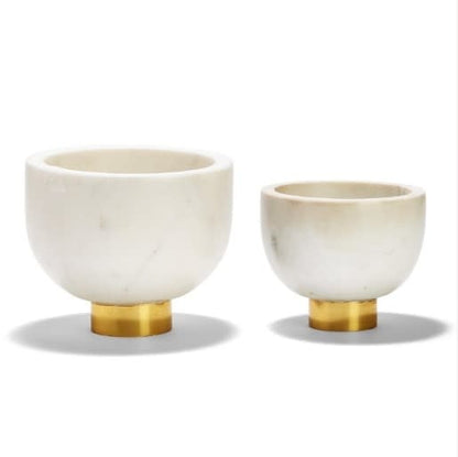 Ice White Marble Bowl on Golden Base Small