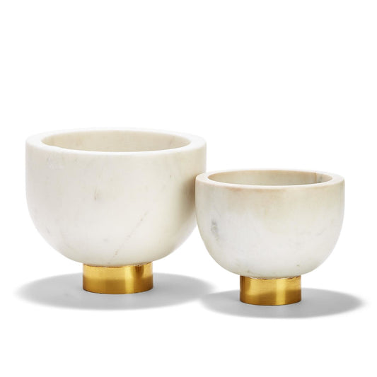 Ice White Marble Bowl on Golden Base Small