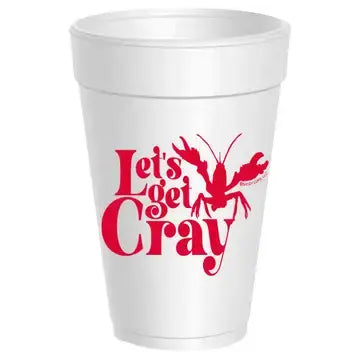 Crawfish Let's Get Cray Styrfoam Cups Set | 10p Red