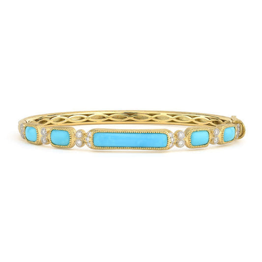 Delicate Moroccan Long Turquoise Stone Bangle