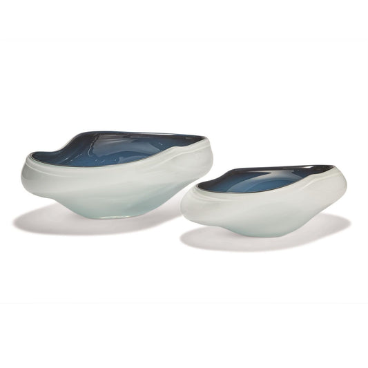 White and Midnight Blue Free Form Bowl Small