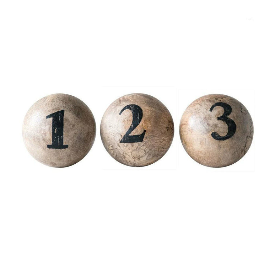 4" Wood Number Ball