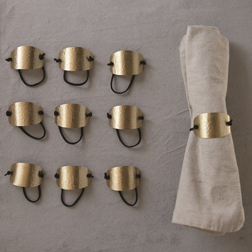 Hammered Brass & Suede Napkin Ring
