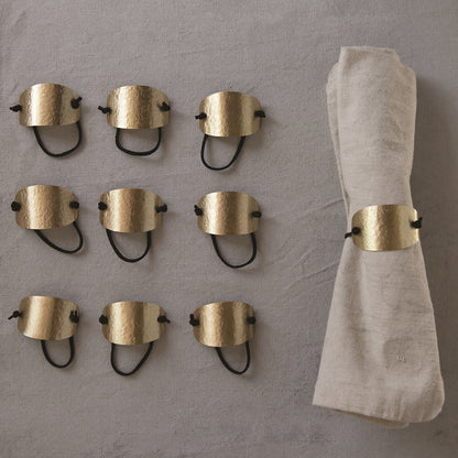 Hammered Brass & Suede Napkin Ring
