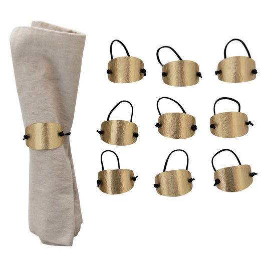 Hammered Brass & Suede Napkin Ring