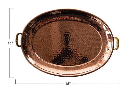 Stainless Steel Copper Hammered Tray
