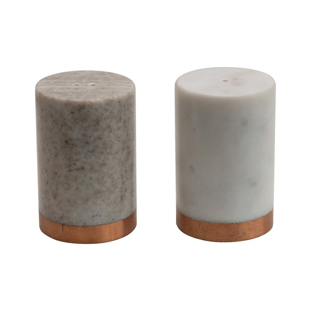 Marble Salt & Pepper Shakers With Copper Base