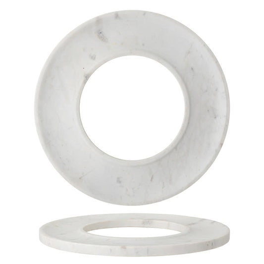 13" White Marble Circle Cracker Tray