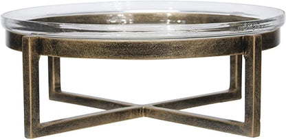 Round Glass Serving Tray With Metal Stand