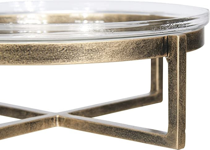 Round Glass Serving Tray With Metal Stand