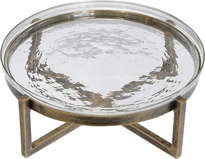 Round Glass Serving Tray With Metal Stand
