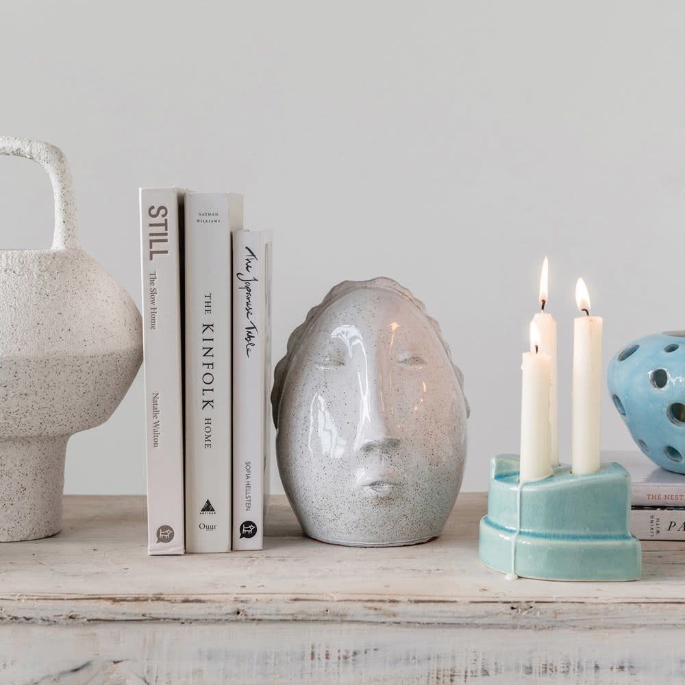Terra-cotta Face Vase Glazed