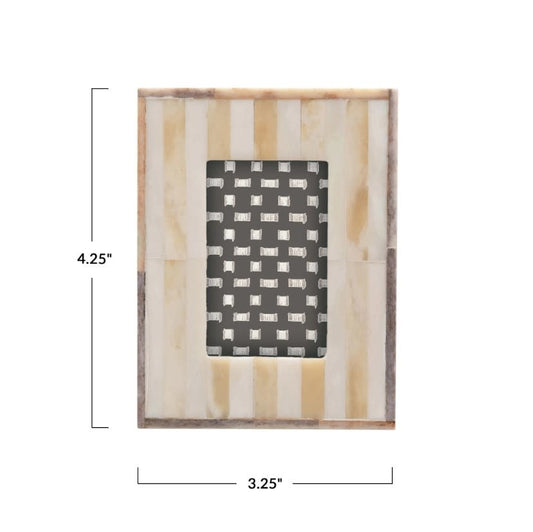 Handmade Two-Tone Bone Frame Frame - Holds 2x3