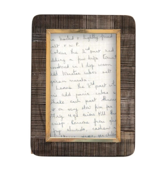 Hand-Carved Frame w/Brass Border - Holds 4x6 photo