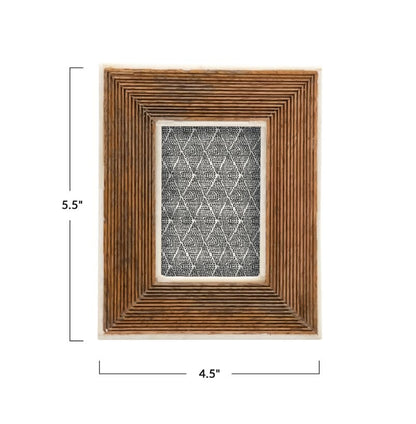Hand-Carved Mango Wood Photo Frame - Holds 3x4