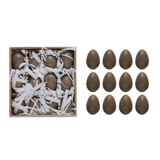 2.25" Brown Stoneware Egg S/12