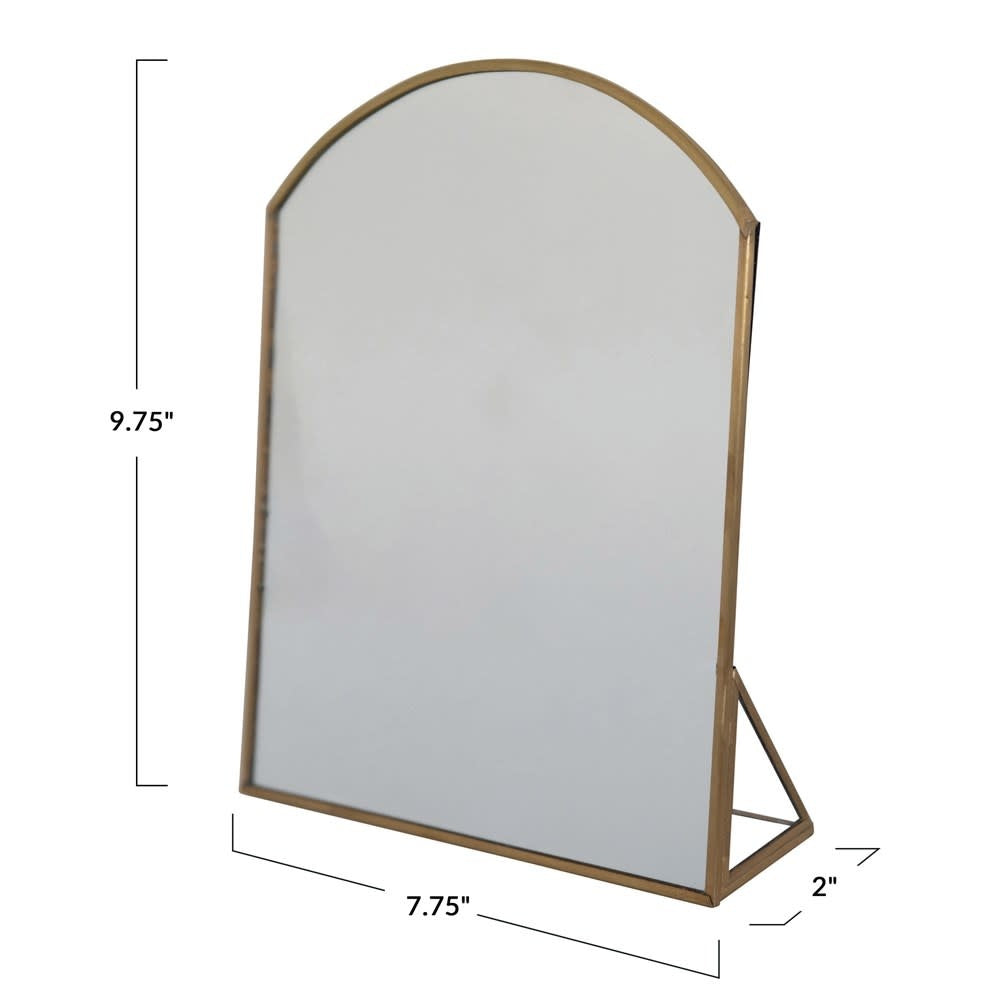 Mirror W/ Brass Standing Frame