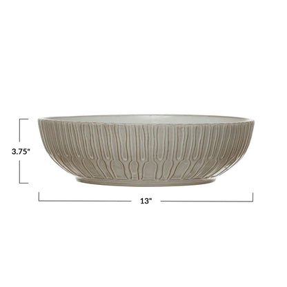 White Debossed Stoneware Bowl