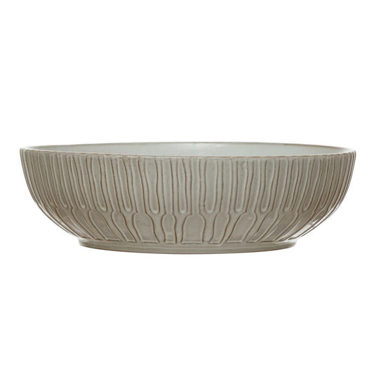 White Debossed Stoneware Bowl