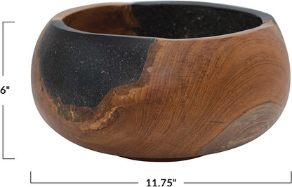 Handmade Teakwood & Resin Bowl