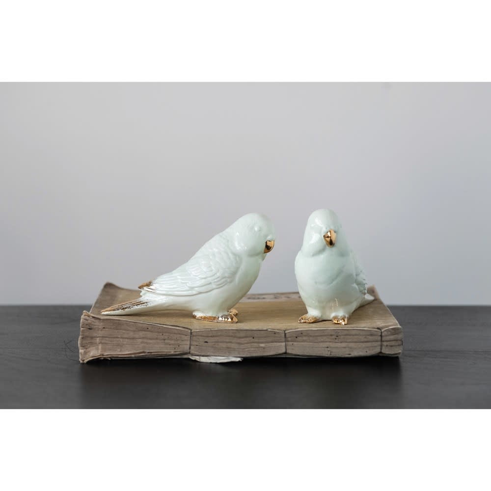 Ceramic Parakeet Decor | 6in Mint Green