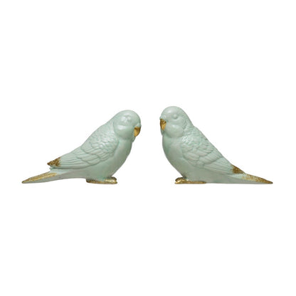 Ceramic Parakeet Decor | 6in Mint Green