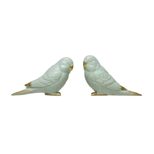 Ceramic Parakeet Decor | 6in Mint Green