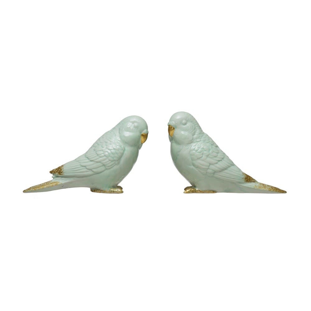 Ceramic Parakeet Decor | 6in Mint Green