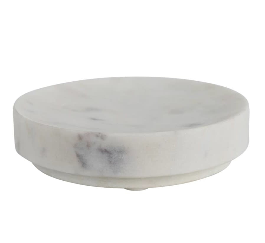 Marble Round Soap Dish | White 5in