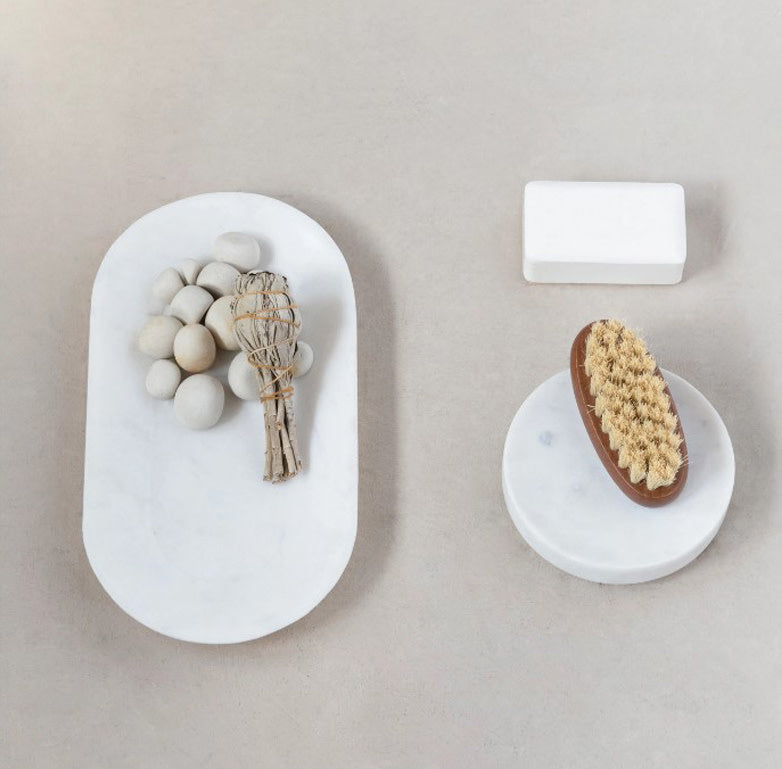 Marble Round Soap Dish | White 5in