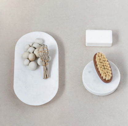 Marble Round Soap Dish | White 5in