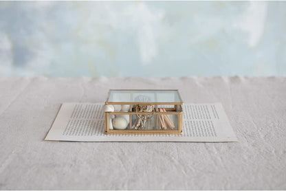 Brass + Glass 3 Compartment Box |  5in