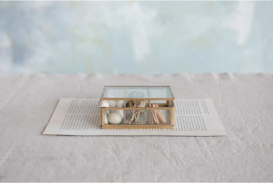 Brass + Glass 3 Compartment Box |  5in