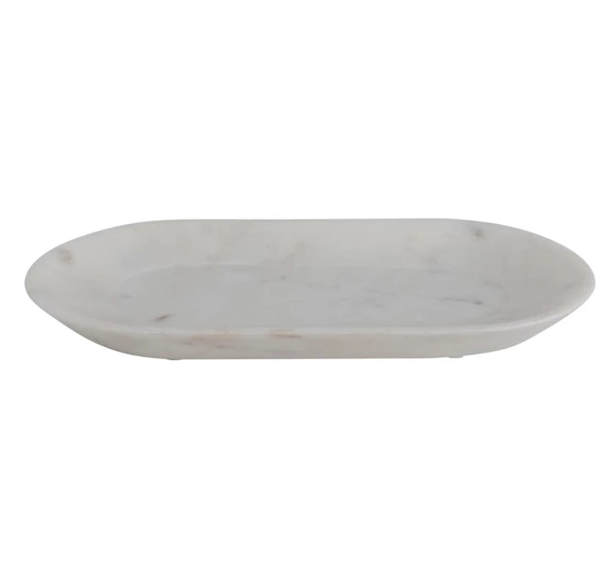 Marble Oval Tray | White 10.75in
