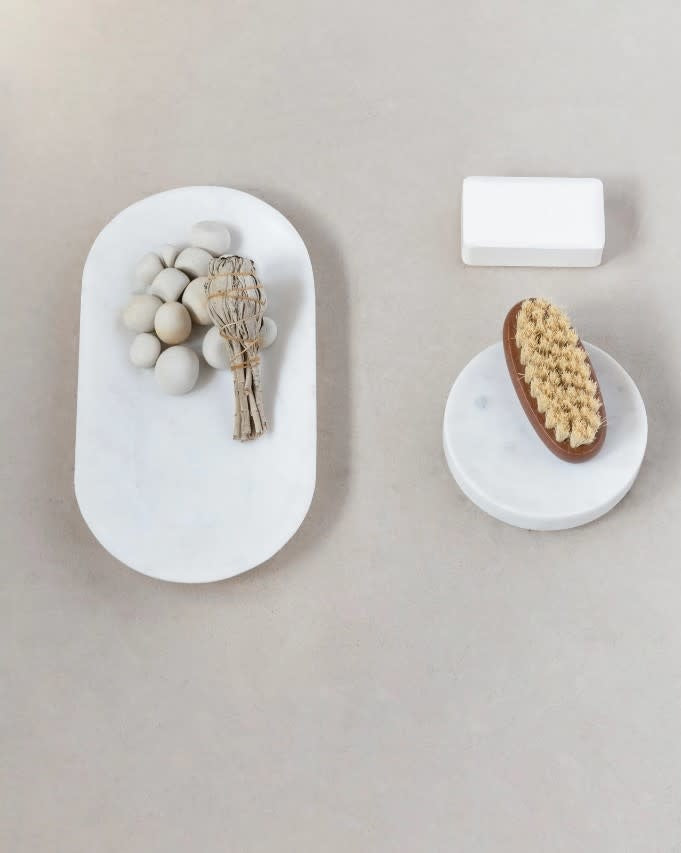 Marble Oval Tray | White 10.75in