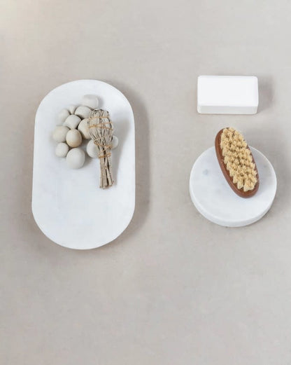 Marble Oval Tray | White 10.75in