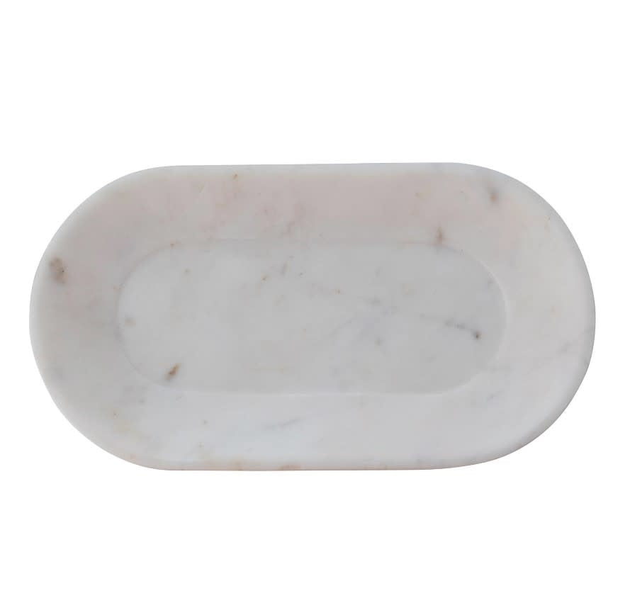 Marble Oval Tray | White 10.75in