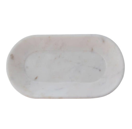 Marble Oval Tray | White 10.75in