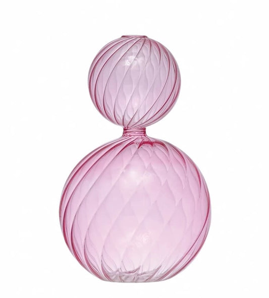 Twisted Glass Vase | Pink 10.25in