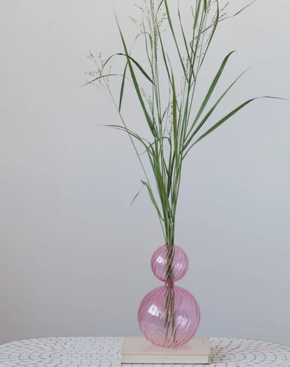 Twisted Glass Vase | Pink 10.25in