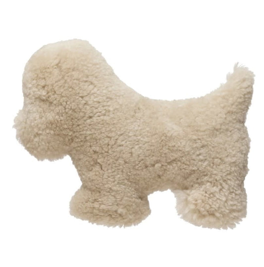 Dog Shaped Pillow | New Zealand Lamb Fur Cream 17in
