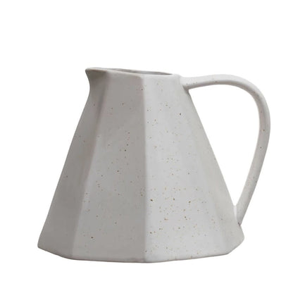 Stoneware Pleated Pitcher | Matte White 32oz