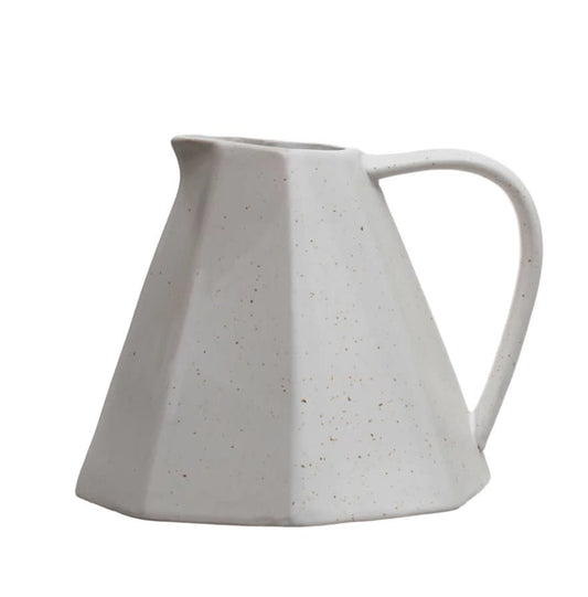 Stoneware Pleated Pitcher | Matte White 32oz