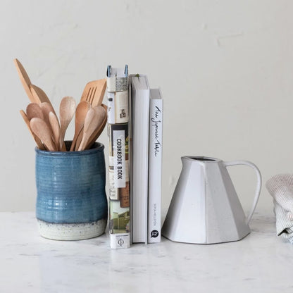 Stoneware Pleated Pitcher | Matte White 32oz