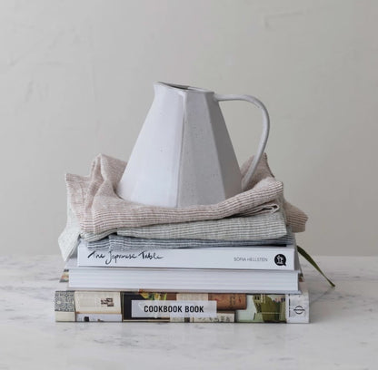 Stoneware Pleated Pitcher | Matte White 32oz