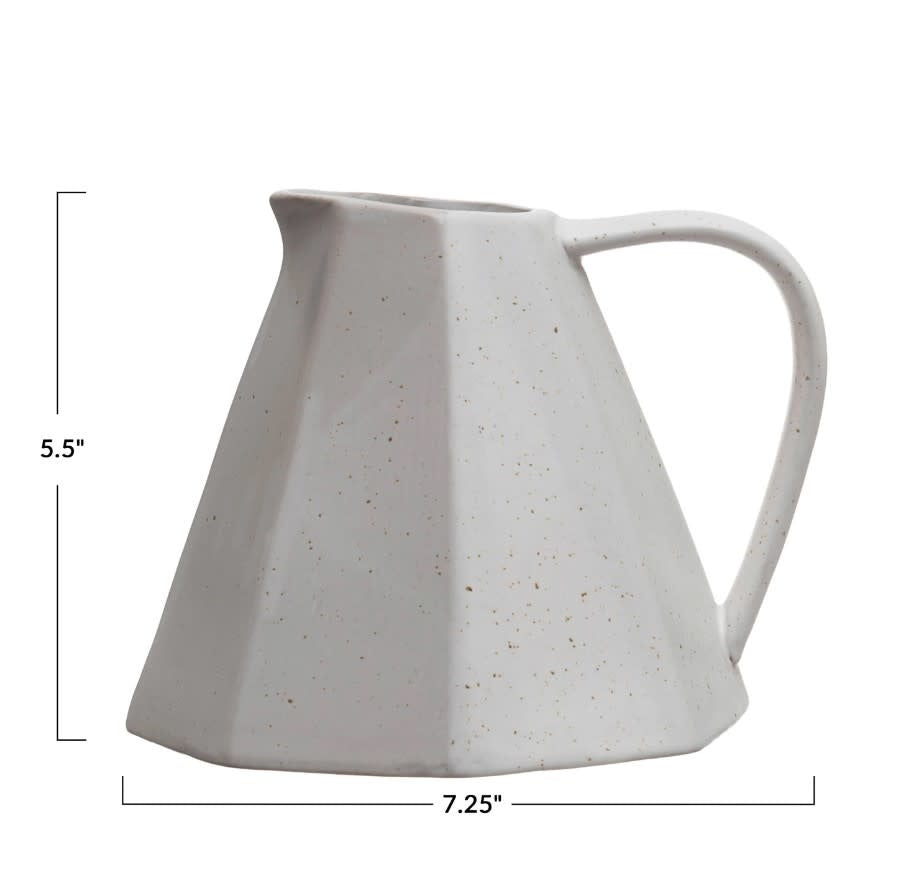 Stoneware Pleated Pitcher | Matte White 32oz