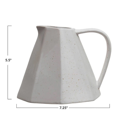 Stoneware Pleated Pitcher | Matte White 32oz