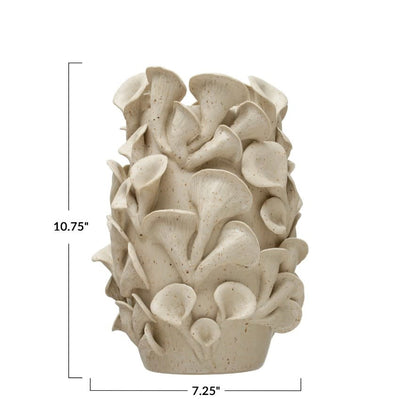 Stoneware Handmade Organic Sculpted Vase | White 10.75in