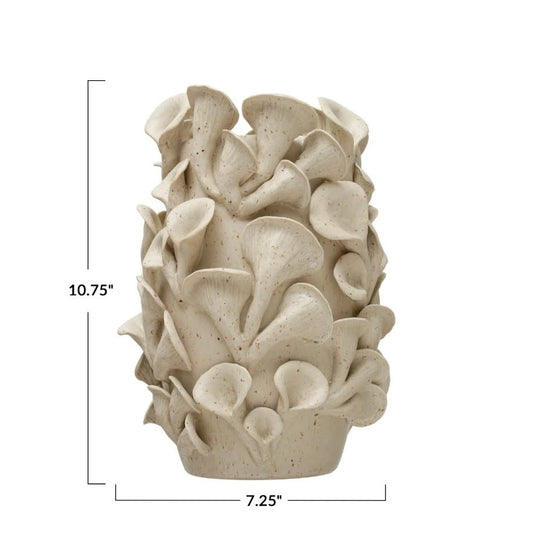 Stoneware Handmade Organic Sculpted Vase | White 10.75in